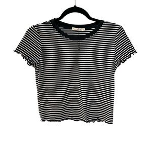 Heart Hips Black & White Striped Fitted Crop Top Size Medium